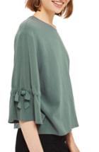 Women's Topshop Molly Tie Sleeve Blouse Us (fits Like 0) - Green