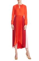Women's Maje Reona High/low Pleated Dress - Orange
