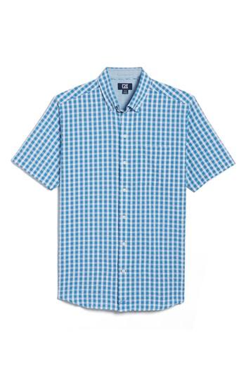 Men's Cutter & Buck Tyler Seersucker Woven Shirt - Blue