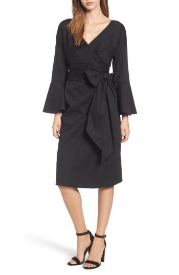 Women's Wayf Wrap Bell Sleeve Dress - Black