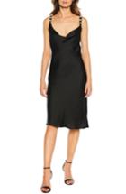 Women's Bardot Pearl Strap Slipdress - Black