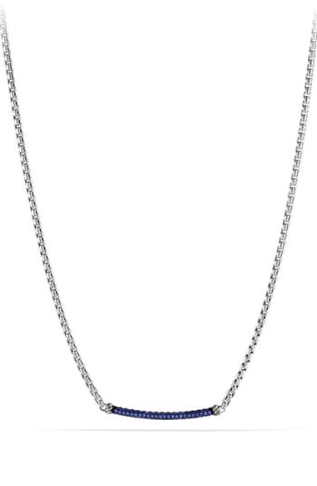 Women's David Yurman 'petite Pave' Metro Chain Necklace With Sapphires