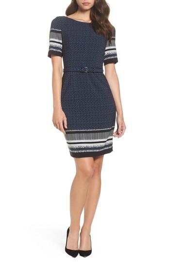 Women's Adrianna Papell Mixed Herringbone Sheath Dress