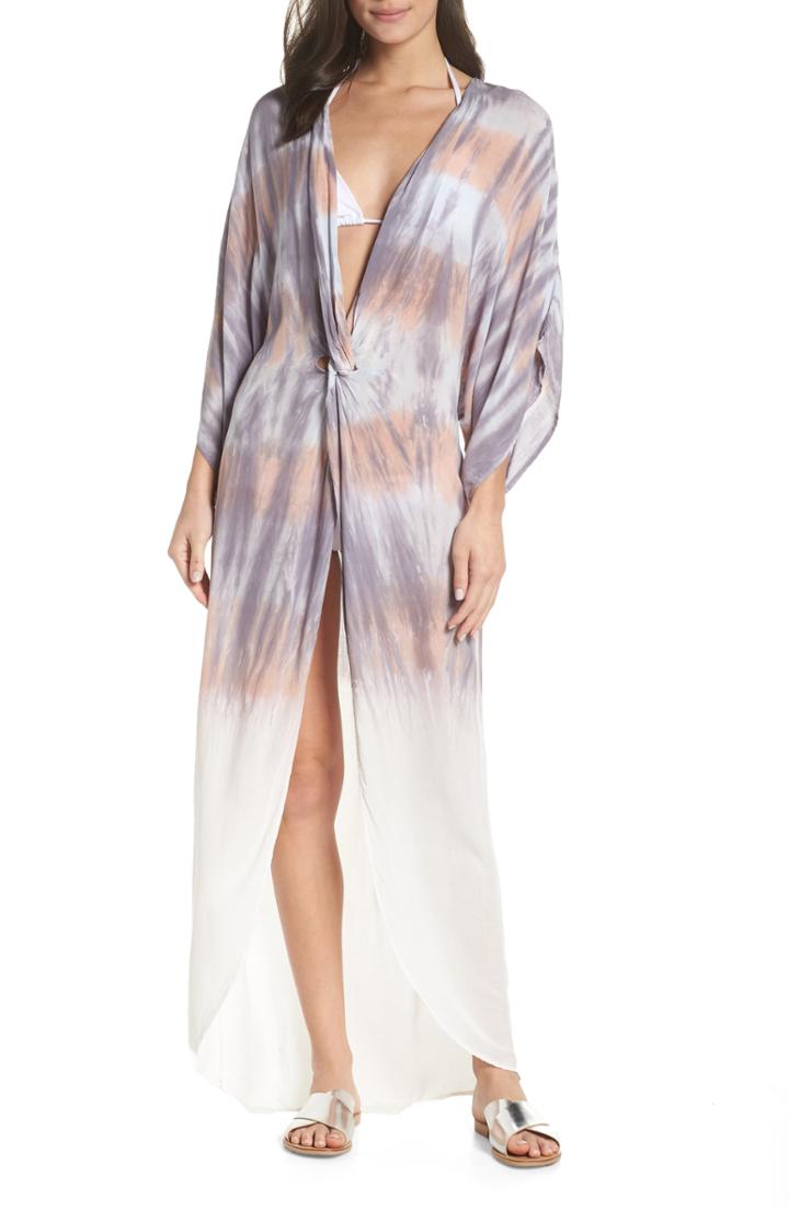 Women's Surf Gypsy Tie Dye Twist Cover-up Dress - Beige