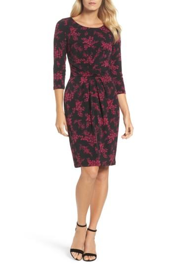 Women's Adrianna Papell Gathered Waist Sheath Dress - Black