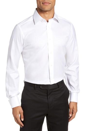 Men's David Donahue Trim Fit Solid French Cuff Tuxedo Shirt .5 32/33 - White