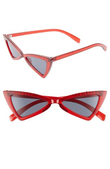 Women's Leith 52mm Stud Cat Eye Sunglasses - Red/ Silver