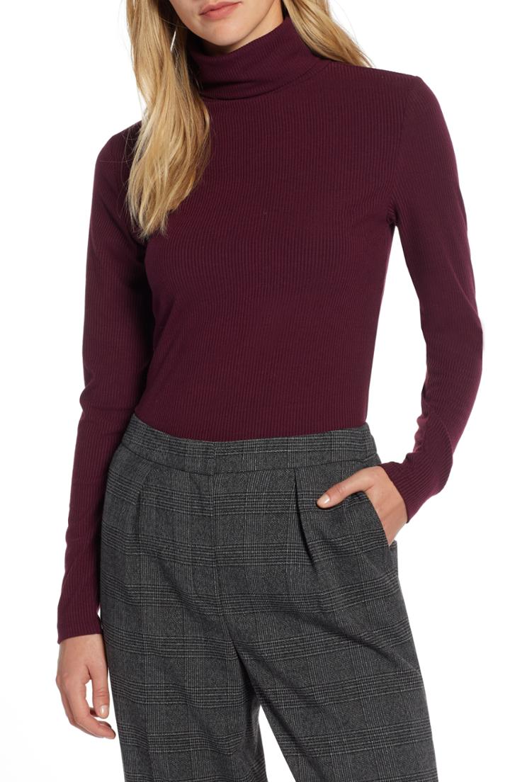 Women's Halogen Ribbed Turtleneck, Size - Ivory