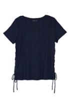 Petite Women's Vince Camuto Side Lace-up Cotton Slub Top P - Blue