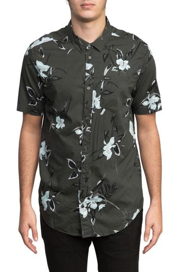 Men's Rvca Moonflower Woven Shirt - Black