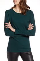 Women's Halogen Long Sleeve Knit Cotton Tee - Green