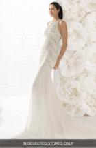 Women's Rosa Clara Dorano V-neck Gown With Ballgown Overskirt, Size - White