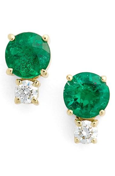 Women's Jemma Wynne Emerald & Diamond Stud Earrings