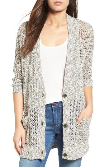 Women's Caslon Open Stitch V-neck Cardigan - Green