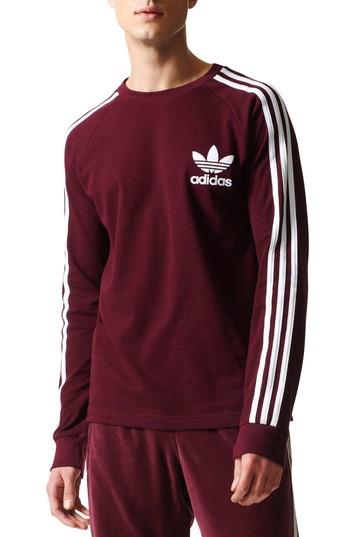 Men's Adidas 3-stripe Pique T-shirt - Burgundy