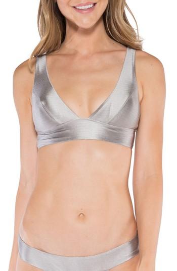 Women's Byrds Of Paradise Selena Lace-up Back Bikini Top - Grey