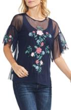 Women's Vince Camuto Embroidered Mesh Blouse - Blue