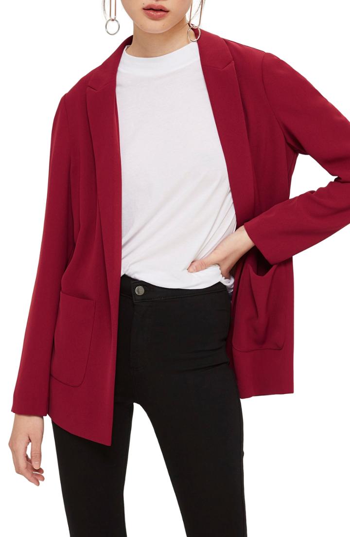 Women's Topshop Chuck On Blazer Us (fits Like 2-4) - Red