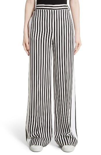 Women's Victoria, Victoria Beckham Stripe Wide Leg Tuxedo Pants - Black