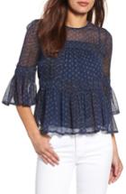 Women's Lucky Brand Shirred Peasant Top - Blue