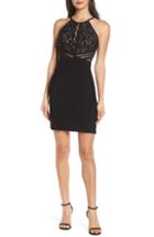 Women's Morgan & Co. Scallop Lace Bodice Body-con Dress /2 - Black