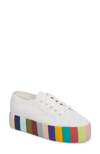 Women's Superga 2790 Stripe Platform Sneaker .5us / 41eu - White