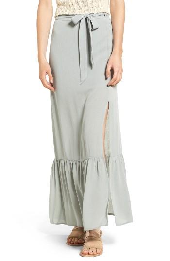Women's Sun & Shadow Ruffle Hem Woven Maxi Skirt