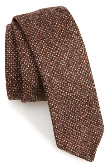 Men's Boss Melange Wool Skinny Tie, Size - Brown