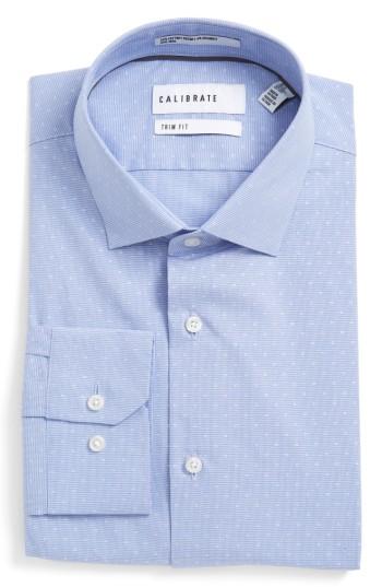 Men's Calibrate Trim Fit Non-iron Stretch Houndstooth Dress Shirt .5 - 32/33 - Blue