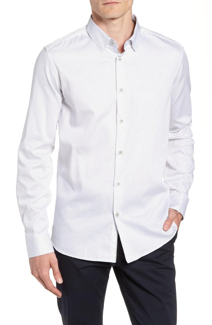 Men's Ted Baker London Boomtown Geo Print Sport Shirt (l) - White