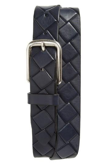 Men's Johnston & Murphy Basketweave Leather Belt - Navy