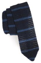 Men's Michael Bastian Stripe Knit Silk Tie, Size - Blue