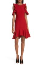 Women's Cinq A Sept Micah Ruffle Cold Shoulder Dress - Red