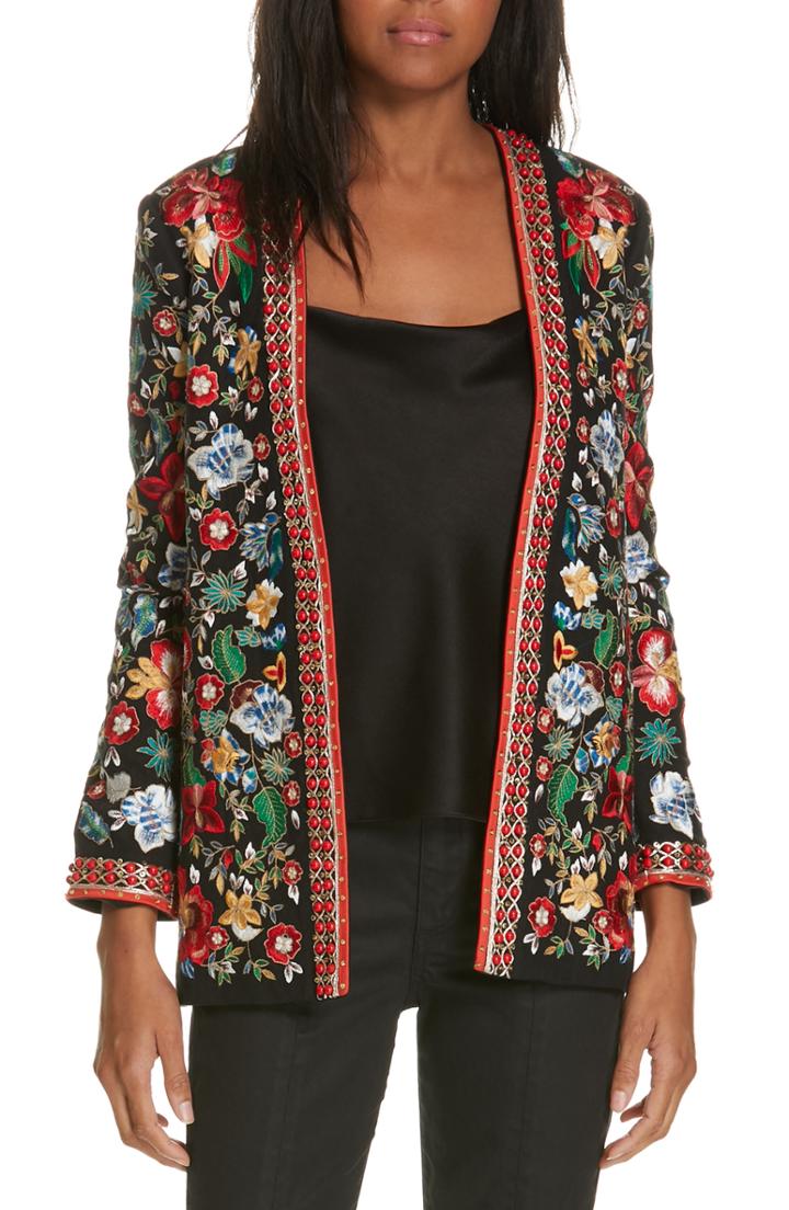 Women's Alice + Olivia Jenice Embellished Jacket - Black