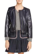 Women's Isabel Marant Etoile Grinly Leather Jacket Us / 34 Fr - Blue