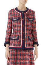 Women's Gucci Cinch Waist Tweed Jacket Us / 44 It - Red