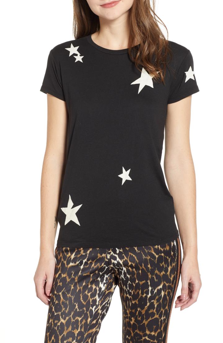 Women's Pam & Gela Stars Print Tee, Size - Black
