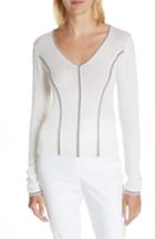 Women's Rag & Bone Lavinia Stripe Seam Merino Wool Sweater, Size - Ivory