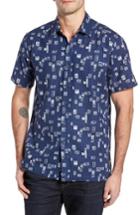 Men's Kahala Beach Party Trim Fit Print Sport Shirt, Size - Blue