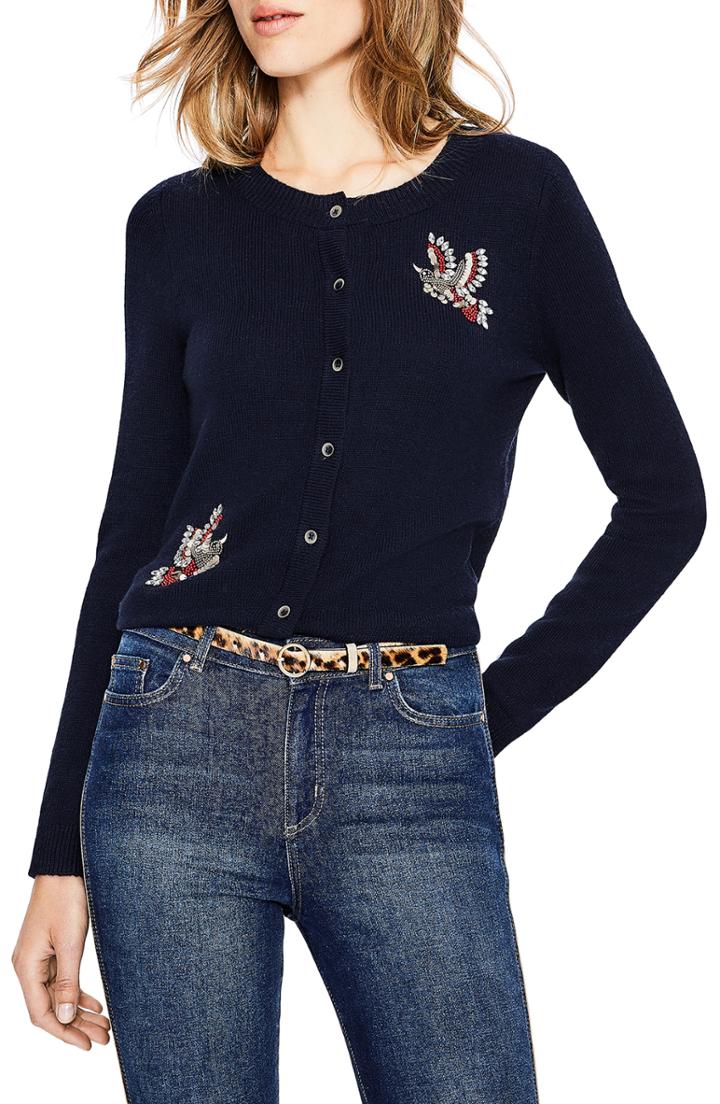 Women's Boden Nell Beaded Bird Embellished Cardigan