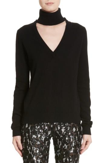 Women's Michael Kors Cutout Turtleneck Cashmere Sweater - Black