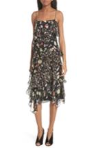 Women's Grey Jason Wu Painterly Floral Print Silk Blend Dress - Black