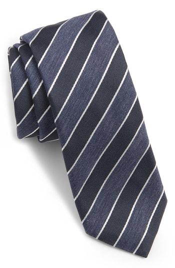 Men's Boss Stripe Silk Blend Tie, Size - Blue
