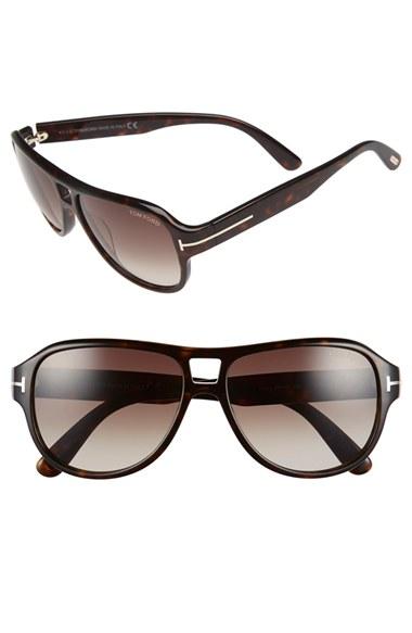 Women's Tom Ford 'dylan' 57mm Sunglasses - Dark Havana/ Gradient Roviex