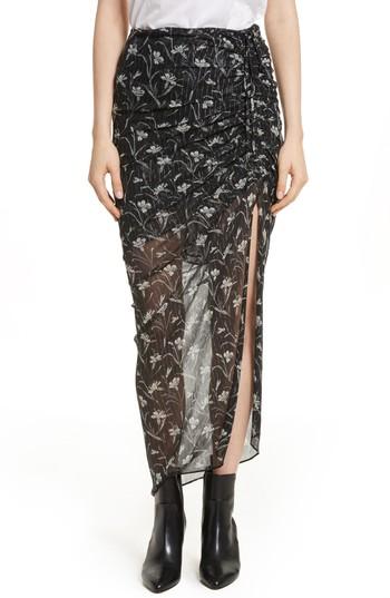 Women's Veronica Beard Mae Metallic Stripe Silk Midi Skirt