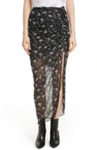 Women's Veronica Beard Mae Metallic Stripe Silk Midi Skirt