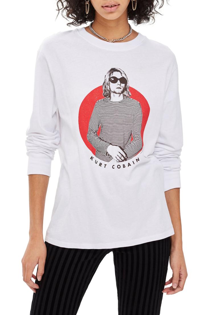 Women's Topshop By And Finally Kurt Cobain Tee - White