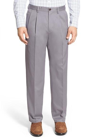 Men's Nordstrom Men's Shop 'classic' Smartcare(tm) Relaxed Fit Double Pleated Cotton Pants, Size - (online Only)