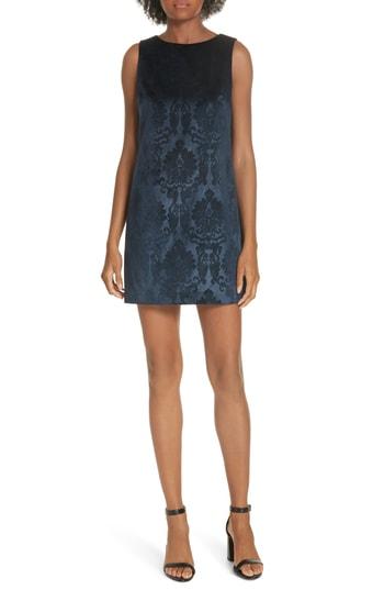 Women's Alice + Olivia Clyde A-line Damask Shift Dress - Blue