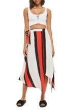 Women's Topshop Tango Stripe Midi Skirt Us (fits Like 14) - White